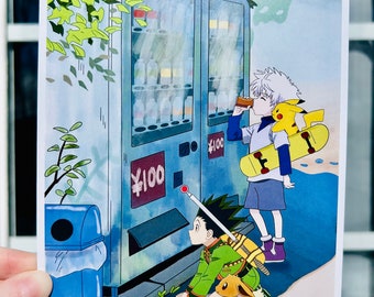 Best Friends at a Vending Machine Anime Print