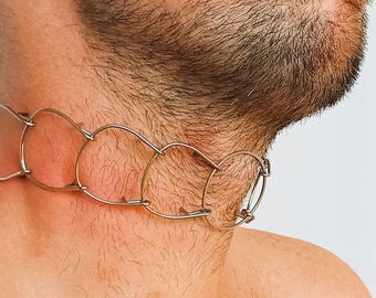 Neck cilice, choker and penitential collar made of steel and leather - nickel-free - Size 2