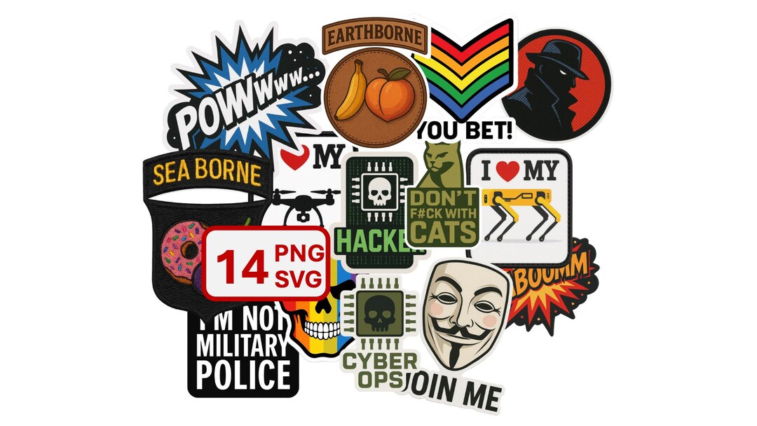 Cyber-ops Laptop Sticker Pack – Alternative Military Patches PNG ...