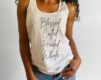 Blessed Tank Top – Christian Racerback Tank – Faith Workout Shirt – Inspirational Bible Verse Shirt – Gift for Mom, Sister, Wife, Friend