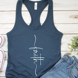 Faith Cross, Faith Racerback Tank-top, Faith Tank-top, Christian Women's Tank-top, Workout Tank-top, Mom Gift, Sister Gift