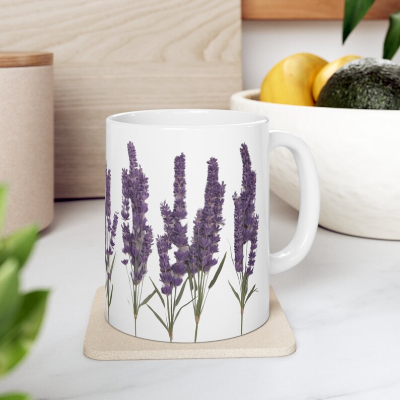 Pressed Lavender Mug, Boho flowers, Cottagecore Botanical, Flower Lover, Gift For Her, Coffee Cup, Tea Cup, Nature floral afbeelding 7