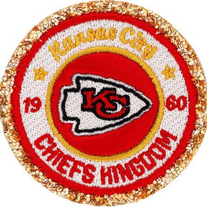 Kansas City Chiefs Patch – NFL Team Chenille Sequin Patch – Iron On or Sew On Football Patch – Game Day Jacket Appliqué