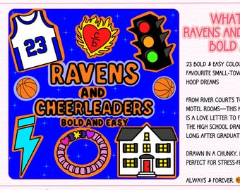 Ravens and Cheerleaders Bold and Easy Colouring Pages | One Tree Hill Inspired Digital Download