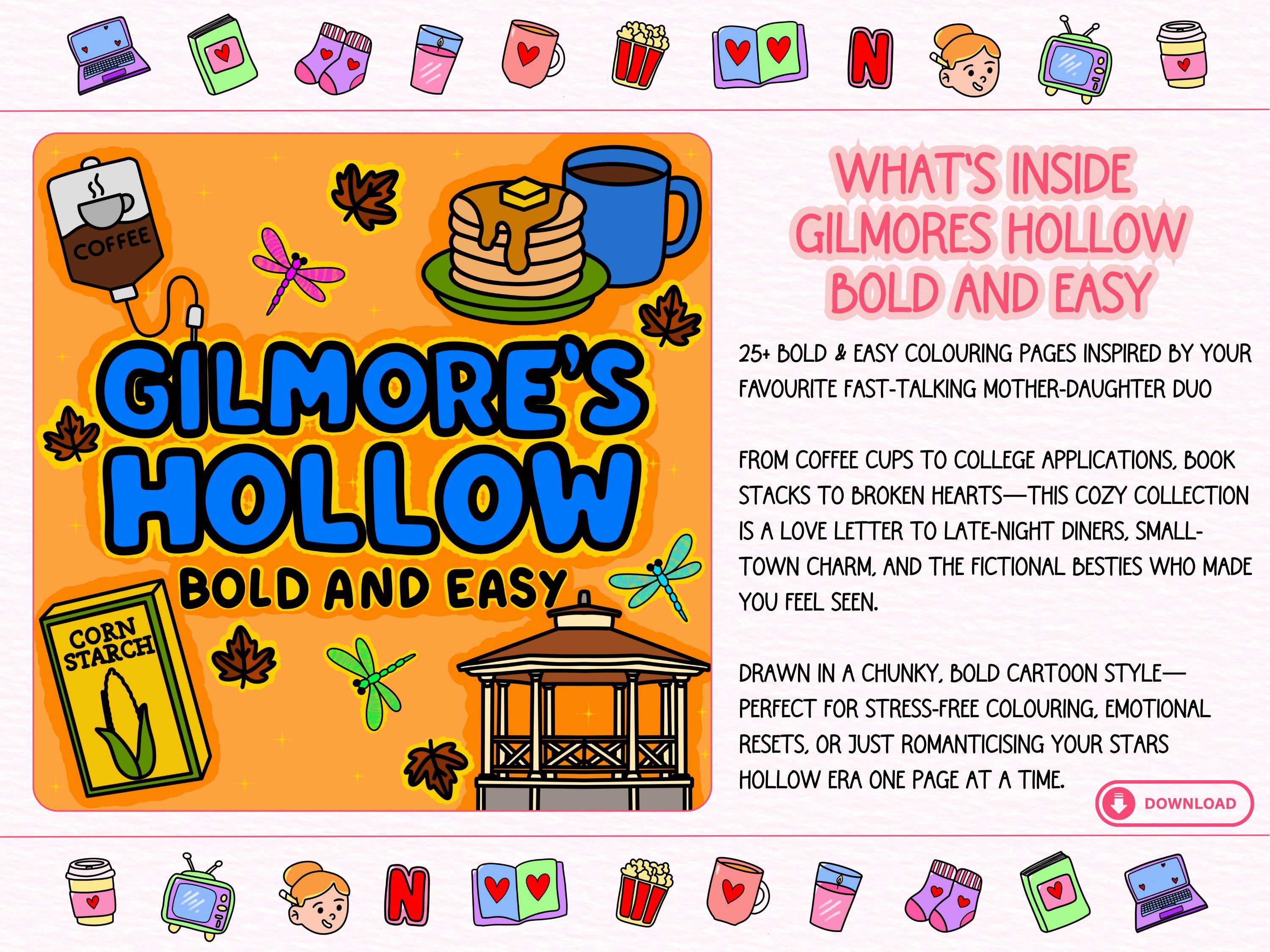 Gilmores Hollow Bold and Easy Colouring Pages | Gilmore Girls Inspired Digital Downloa
