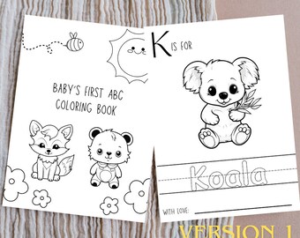52 PAGES ABC Baby Shower Coloring Book, Baby's First ABC Book, Baby ...