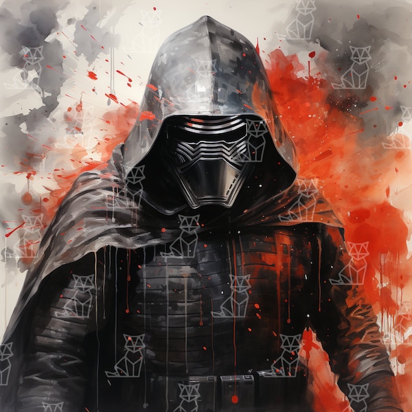 Star Wars Watercolor, Kylo Ren watercolor png,  Kylo Ren png, Kylo Ren tumbler design, Kylo Ren digital, star wars png.