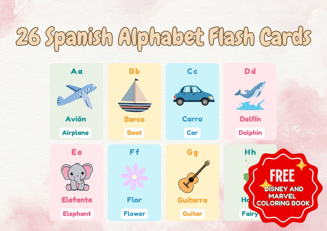 Printable Spanish Alphabet Flash Cards, Classroom Decor, Preschool