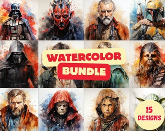 Watercolor Star Wars, Star Wars PNG, Star Wars Tumbler Design PNG, Star Wars Poster, Darth Vader png,  Watercolor Star Wars png