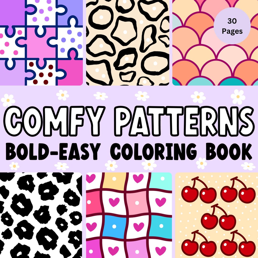 Comfy Patterns Coloring Book: Bold & Easy Designs (digital Download) - Etsy