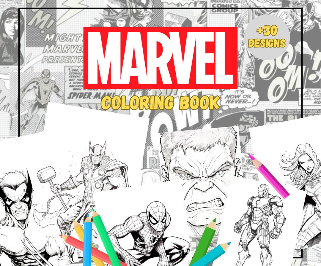 30 Marvel Characters Coloring Book, for Kids and Adults Instant Download Printable PDF, Iron Man