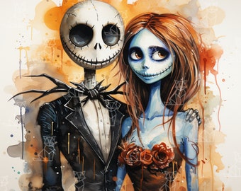 Jack and Sally png, Jack png, Sally png, Halloween decor - PNG Digital - Tumbler Design - Halloween png, Halloween shirt png.