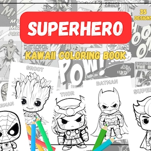 Superhero Kawaii Coloring Book: 35 Printable Pages (PDF Download)