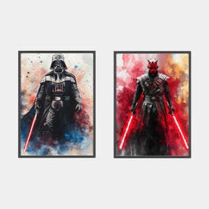 Star Wars Watercolor, darth vader watercolor png,  darth vader png, darth maul watercolor, darth vader digital, star wars png.