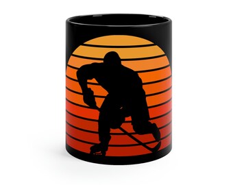 Hockey Sunset 11oz Taza Negra