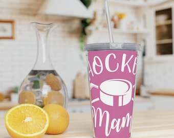 Hockey Mama Plastic Tumbler with Straw