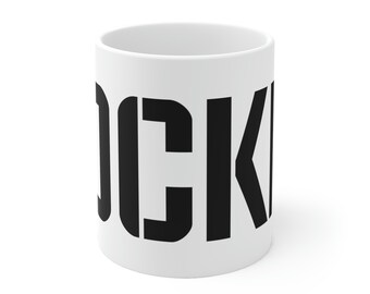 Taza de cerámica blanca de hockey