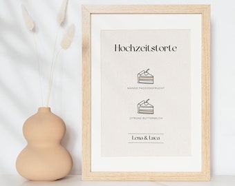 Wedding cake 2 flavors standee | Cake flavors | Sign Flavor | Minimalist Boho Wedding Cake Sign