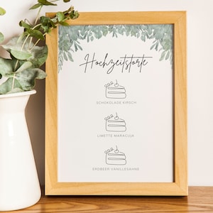 Hochzeitstorte Aufsteller für drei Geschmacksrichtung Zeit für Torte Schild Hochzeitstorte Eukalyptus Cake flavors