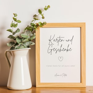 Geschenketisch Aufsteller Karten und Geschenke Aufsteller Gastgeschenketisch Hochzeit und Feiern bearbeitbar Geschenketisch Schild