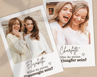 Trauzeugin fragen | Brautjunger fragen | personalisierbar | 2-teiliges Kartenset | Boho | Kartenvorlage Canva | Sofort Download