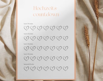 Wedding countdown | Countdown Wedding | Engagement Gift | Wedding countdown as a PDF to print | Gift idea bride wedding