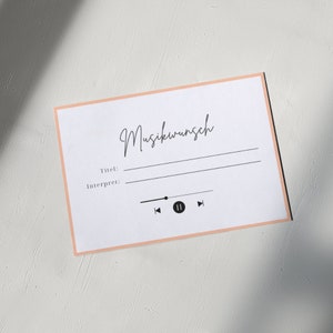 Musikwunschkarten Hochzeit | Musikwünsche Karten | Musikwünsche Vorlage digital | Hochzeit Liederwunsch | Song wünschen | Musik wünschen