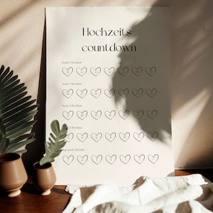 Hochzeitscountdown Countdown Hochzeit Verlobungsgeschenk Hochzeitscountdown als pdf zum drucken Geschenkidee Braut Hochzeit