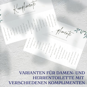 Komplimente To Go Hochzeit | Eukalyptus Design | Komplimente Hochzeit Vorlage | Druckvorlage PDF | Kompliment zum Mitnehmen und verteilen