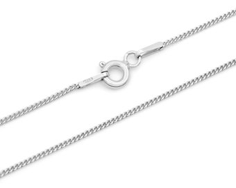 Curb chain 925 sterling silver rhodium-plated 1 mm wide Length selectable 36 40 45 50 55 60 cm Silver chain tarnish-proof necklace chain women