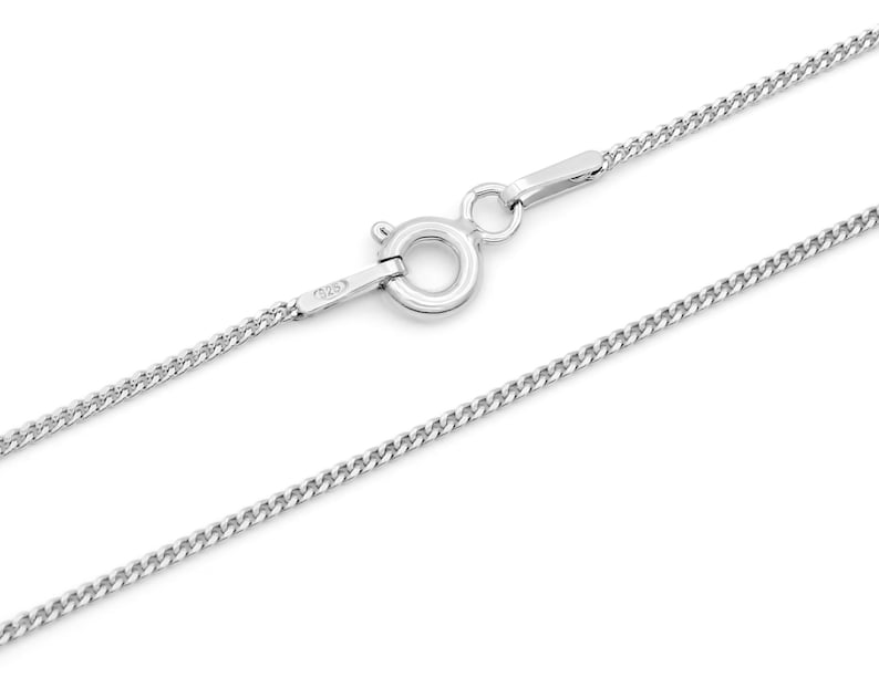 Curb chain 925 sterling silver rhodium-plated 1 mm wide Length selectable 36 40 45 50 55 60 cm Silver chain tarnish-proof necklace chain women image 1