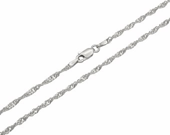 Singapurkette 925 Sterling Silber rhodiniert 2,4mm breit Länge wählbar 45 50 55 60cm Silberkette Halskette anlaufgeschützt Kette Damen