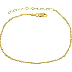 Damen Fußkettchen Kugelkette 925 Sterling Silber diamantiert 1,5mm breit 21-26 cm lang Finish wählbar Silber Gold Rosé Fußkette Anklet Vergoldet