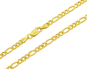 Figarokette 925 Sterling Silber vergoldet 3,5mm breit Länge wählbar 45 50 55 60 cm Silberkette Halskette Kette Gold Damen Herren