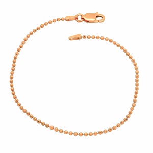 Ball bracelet 925 sterling silver rose gold plated 1.5 mm wide diamond-coated length selectable 17 18 19 20 cm ball chain silver chain bracelet rose image 1