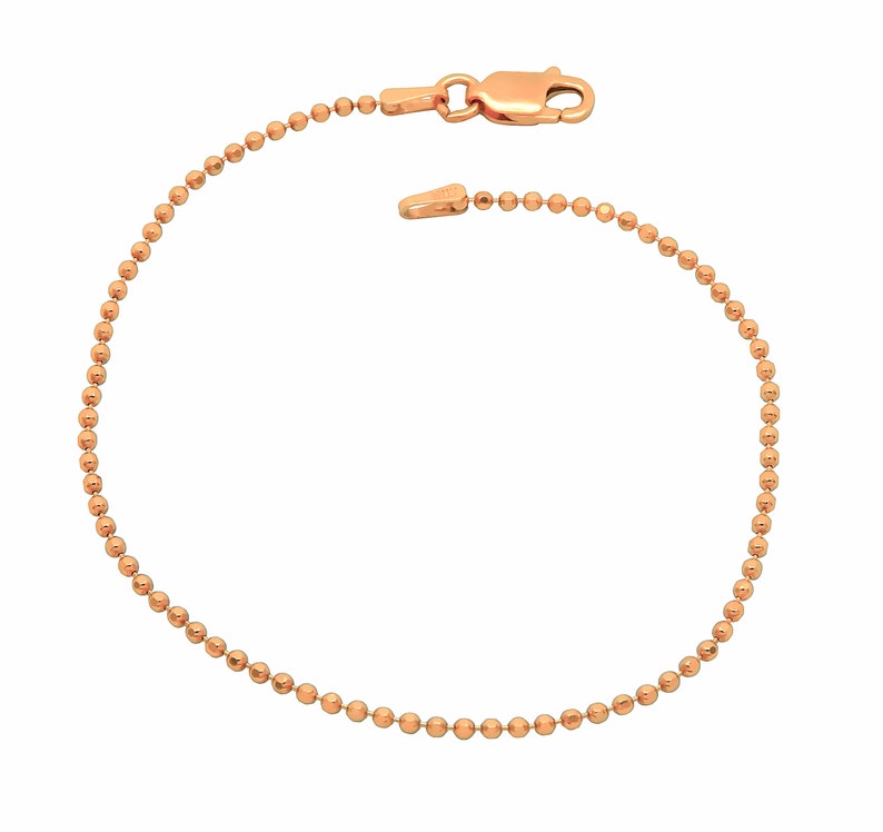 Ball bracelet 925 sterling silver rose gold plated 1.5 mm wide diamond-coated length selectable 17 18 19 20 cm ball chain silver chain bracelet rose image 1