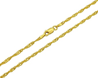 Singapore chain 925 sterling silver gold-plated 2.4 mm wide length selectable 45 50 55 60 cm silver chain necklace women's gold