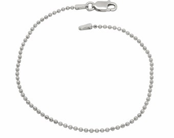 Kugel Armband 925 Sterling Silber rhodiniert 1,5mm breit diamantiert Länge wählbar 17 18 19 20cm Kugelkette Silberkette Armkette Armkettchen