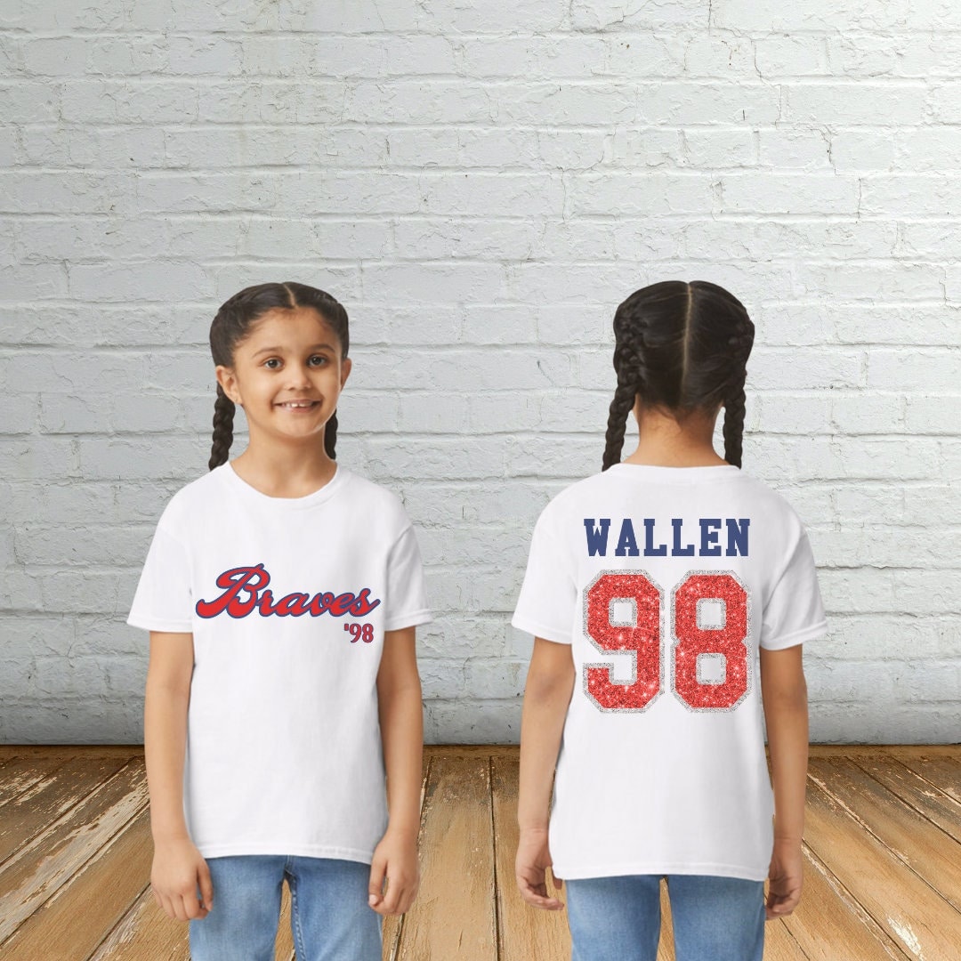 Kids glitter 98 Braves Tshirt Youth Morgan Wallen T-shirt 