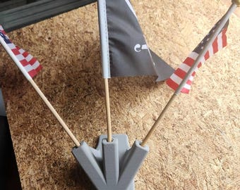 Triple Mini Flag Holder - Front Mount (With Screws!)