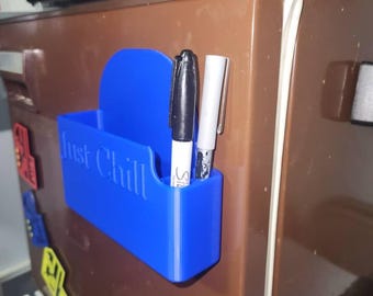 Magnetic Fridge Organizer | 3D Printed Refrigerator Storage | Dry Erase Marker & Notepad Holder | Kitchen Organizer | Fridge Pen Holder
