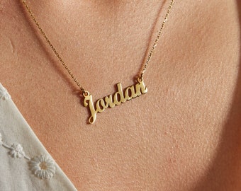 14K Gold Name Necklace, Summer Jewelry, Summer Necklaces, Name Necklace Gold, Free Shipping, Anniversary Gifts, Birthday Gifts, initial Gift