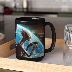 Alien's Coffee Cup: A Unique Mug for Space and Coffee Lovers Gift Black or White