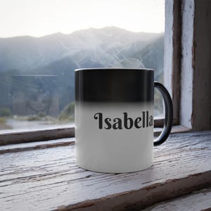 Personalized Color-Changing Mug - Custom Name Mug with Cute Cartoon Girl Illustration - 11oz Heat Reactive Cup