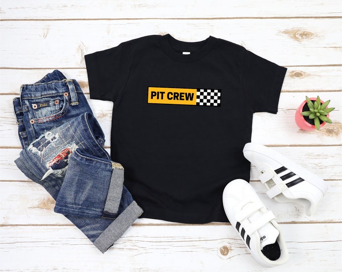 Pit Crew Checkered Flag Racing Youth Short Sleeve T-Shirt