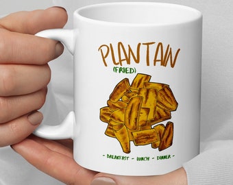 Plantain breakfast, lunch, dinner mug, jamaica,  funny Jamaican, Black owned shops, jamaica gift, cool coffee mug, caribbean gift, caribbean