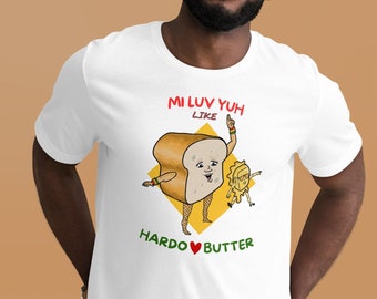 Hardo and Butter (mi luv yuh), chemise de fin gourmet, chemise de cuisine jamaïcaine amusante, chemises résistantes, chemise je t&#39;aime, chemises de cuisine mignonnes, Bob marley