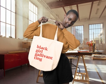 Bolso de mano Black Girl Gallivanting, bolso afrocéntrico, bolsa de lona de todos los días, bolsa de libros de lona, bolsa de libros, bolsa de comestibles, bolsa de libros para maestros
