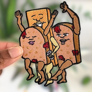 écusson petit pain et fromage, écusson alimentaire jamaïcain, écussons sympas, joli écusson thermocollant, écusson alimentaire kawaii, écussons pour jeans, boutiques noires