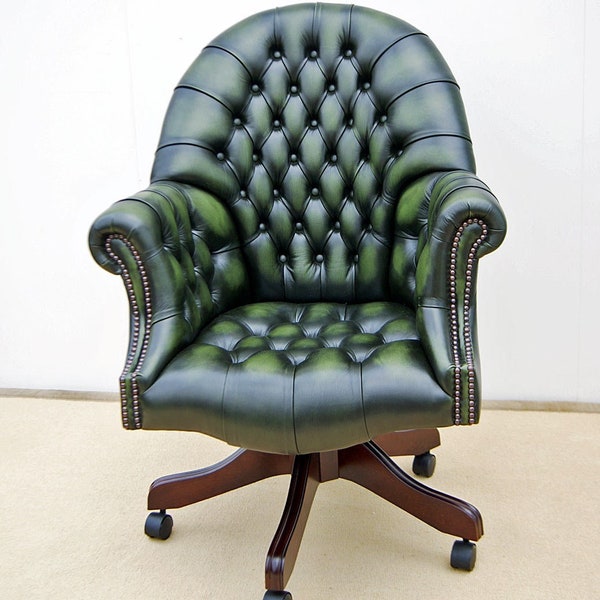 Fauteuils de bureau en cuir classique anglais, Directors swivel chair, - Chaise de bureau anglaise classique